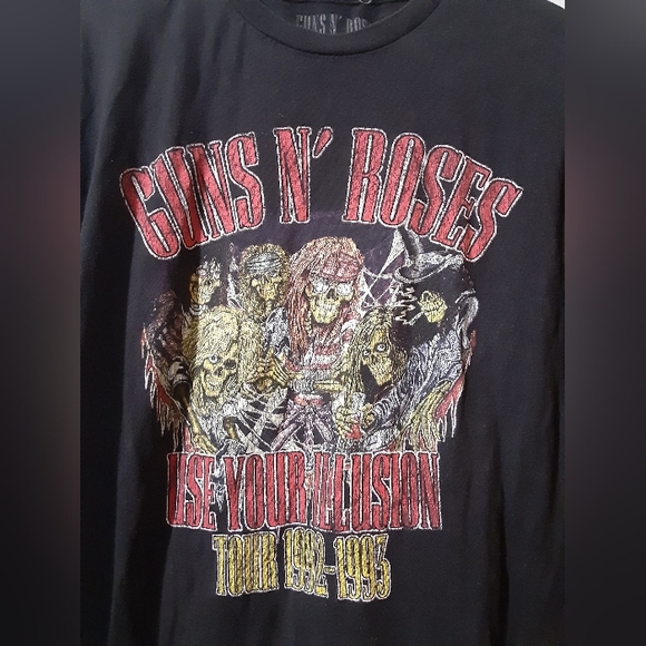 Guns N Roses Black Graphic T-Shirt Short Sleeve Mem's Size L band Tour Rock - Picture 2 of 4